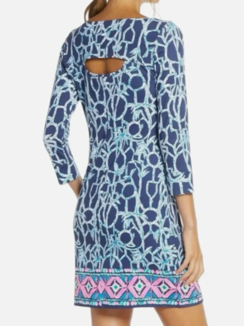 Lilly Pulitzer Size XS Pima Cotton Hollee Dress High Tide Navy‎ Lucky Bamboo